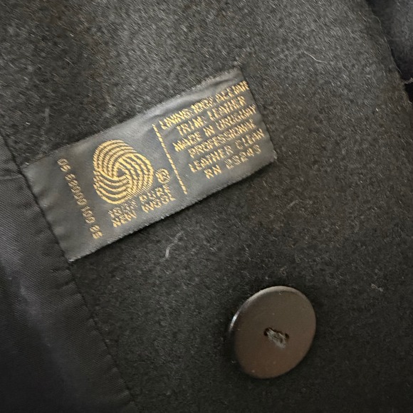 VTG Wool Long Coat Jacket Womens 4 Black Leather Trim David Benjamin Winter FLAW - Picture 6 of 11